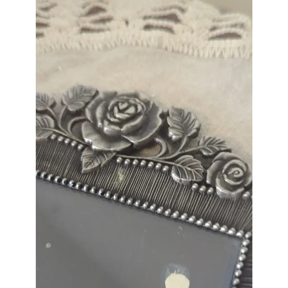 Vintage Rose Metal Picture Frame 10x7 Romantic Cottage Decor  Coquette Vanity